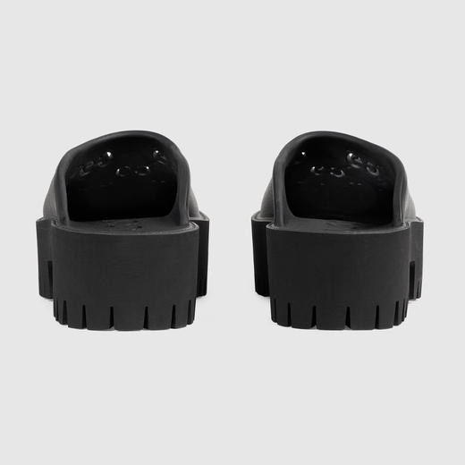 GUCCI 古驰 女士厚底穿孔 G 拖鞋 黑色 663577 JFB00 1000 商品图2