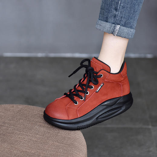 TN T53156-1真皮系带休闲鞋松糕厚底高帮鞋 商品图2