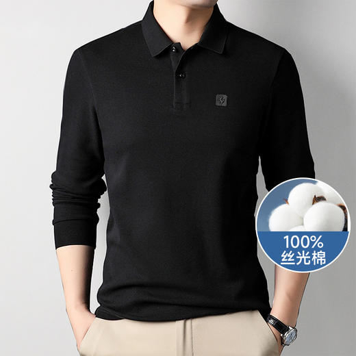 【一口价】【丝光棉100%】【新款DK】大依优型大码长袖Polo衫全棉翻领加肥加大肥佬休闲商务宽松透气上衣秋装 商品图6