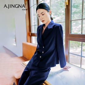 【商场同款】阿菁娜修身双排扣法式女西装外套A28Q108002