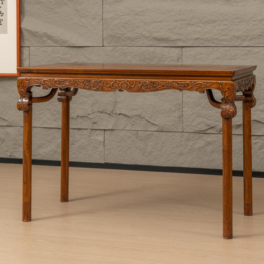 清 红木螭龙纹展腿霸王枨半桌 商品图4