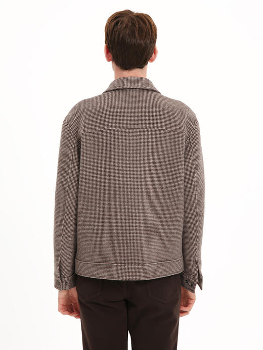 callisto深砖棕双色交织千鸟格全绵羊毛夹克 FSFEJ055C BR 商品图3