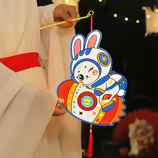 中秋节国潮风兔子纸灯笼手工DIY手提灯笼发光装饰灯摆摊 商品图5