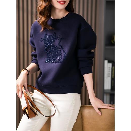 【秋季新款】圆领刺绣卫衣女2023秋季新款韩版百搭宽松休闲显瘦上衣外套 商品图3