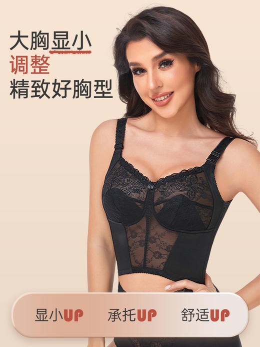 大胸显小，全罩杯，无钢圈，蔷薇花园长款调整型文胸 商品图0