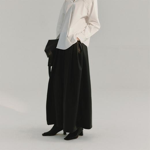 LIYIHAN 简约褶皱皮半裙 Y233Q05490 商品图0