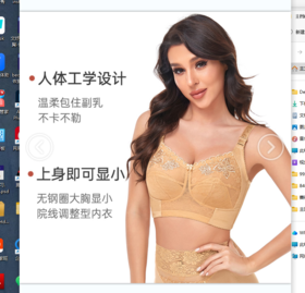 全罩杯，大胸显小，无钢圈，超强侧收，蔷薇花园短款调整型文胸