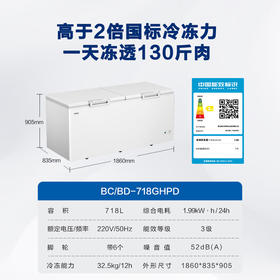 海尔（Haier）718升 卧式商用 家用冰柜 商用大容量 五面制冷 冷藏柜大冷冻柜 PCM内胆 自带食品筐 带轮子 BC/BD-718GHPD