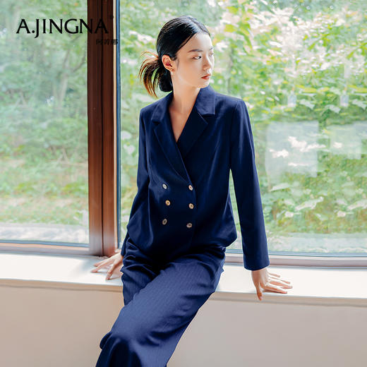 【商场同款】阿菁娜修身双排扣法式女西装外套A28Q108002 商品图2
