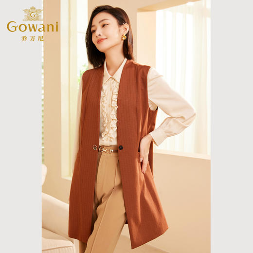 乔万尼秋新品中长款马甲收腰设计显瘦ET3H631 商品图3