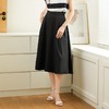 百姿 纯色高腰半身裙2023秋季新款简约时尚百搭A字裙中长款231199 商品缩略图2