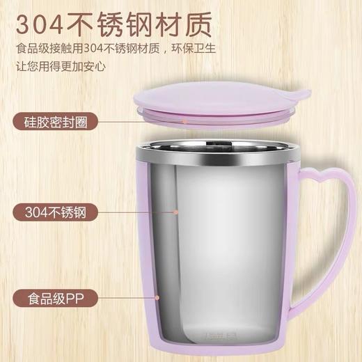 「数色可选！304不锈钢儿童水杯」双层隔热防烫防摔带手柄带盖学生350ml大口杯餐饮用具 商品图3