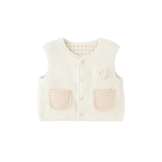 英氏宝宝可爱暖绒马甲家居服2023秋冬保暖萌熊背心YZJGJ3P001A 商品图4