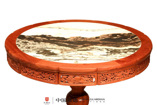 红桥红  家具严选  缅甸花梨（大果紫檀）【云石面108清式小圆桌】 商品图1