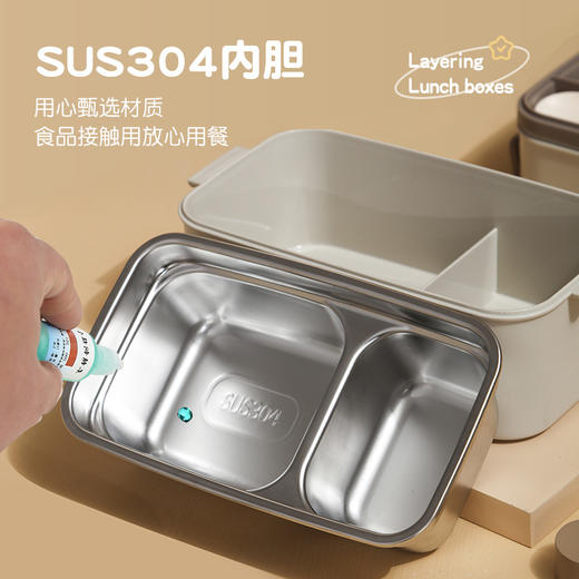 「数款可选！颜值派」多层饭盒塑料餐盒 上班族手提可微波炉加热304学生便当盒餐饮用具 商品图1