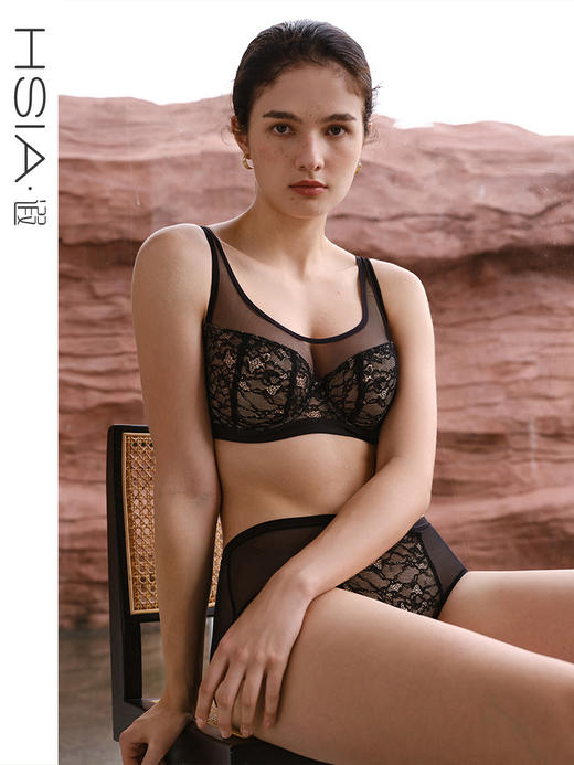 HSIA遐内衣背心式大容量防走光防凸点全罩杯胸罩轻薄大胸显小文胸【蕾丝新态度】 商品图0