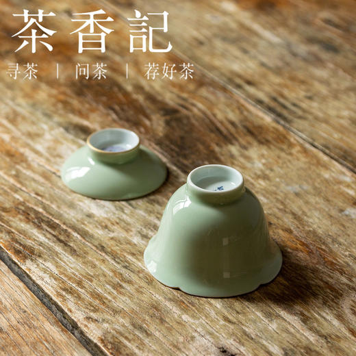 茶香记 南山夏 莫奈绣球葵口盖碗 豆青釉 温润清雅 古韵之美 商品图3