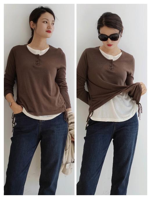 383855收绳假两件针织毛衫 商品图0