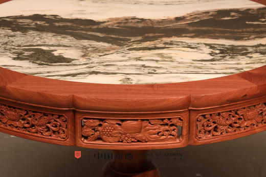 红桥红  家具严选  缅甸花梨（大果紫檀）【云石面108清式小圆桌】 商品图2