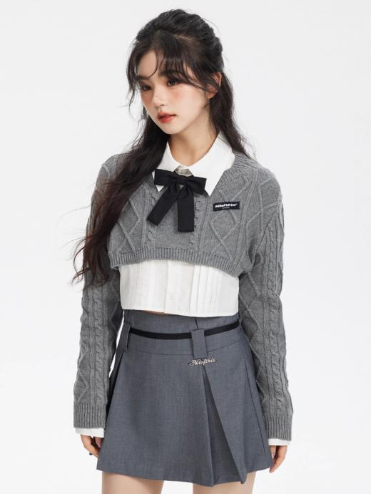 NTOT/NOTMY23057/超短款绞花毛织短毛衣 商品图1