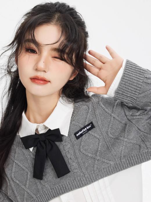 NTOT/NOTMY23057/超短款绞花毛织短毛衣 商品图2