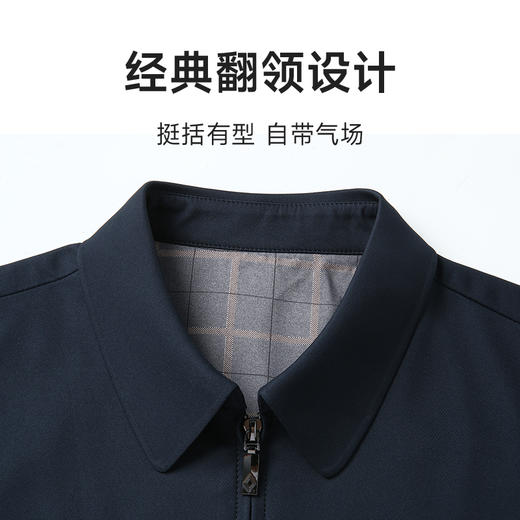 【新款DLC】大依优型大码男翻领夹克拉链外套男商务休闲加肥加大夹克上衣胖子显瘦Y 商品图2