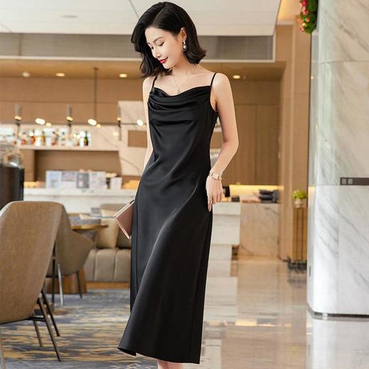 娜璐多 仿醋酸法式吊带连衣裙女夏季薄款性感收腰高级感内搭修身裙子气质 商品图2