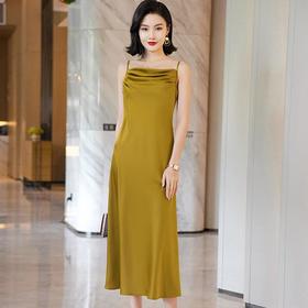 娜璐多 仿醋酸法式吊带连衣裙女夏季薄款性感收腰高级感内搭修身裙子气质