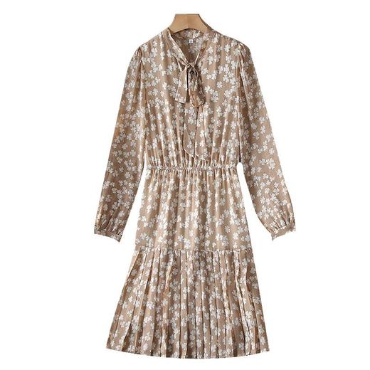 娜璐多 碎花雪纺连衣裙子女装2023年春秋新款长袖气质时尚潮流中长款裙子 商品图4