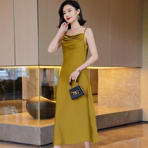 娜璐多 仿醋酸法式吊带连衣裙女夏季薄款性感收腰高级感内搭修身裙子气质 商品图3