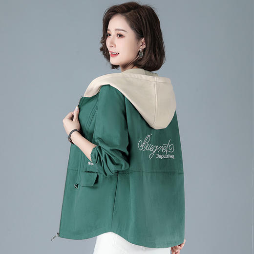 2023年新款女时尚撞色连帽中年妈妈春秋外套HTN-E05-1353 商品图2