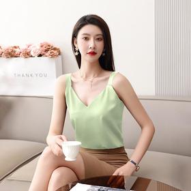 娜璐多 V领吊带背心内搭时尚洋气时髦设计感小众搭配西装打底仿醋酸缎面