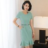 娜璐多 法式短袖连衣裙设计感鱼尾裙2023夏新款设计感显瘦温柔风通勤OL女 商品缩略图1