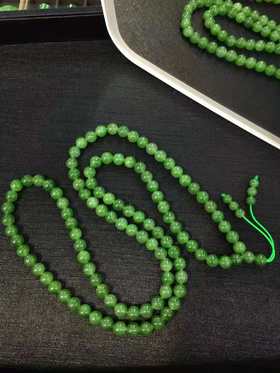碧玉圆珠-阳绿色-老料