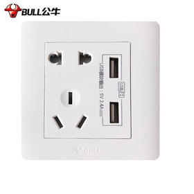 【DZ】公牛BULL G32系列86型暗装墙壁开关五孔10A插座带USB (白色)