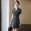 娜璐多 通勤短袖西装连衣裙女工作服OL气质职业裙收腰百褶裙高级感气质女 商品缩略图2