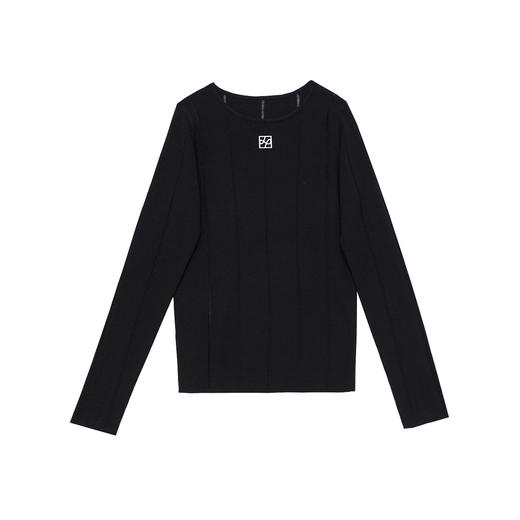 圆领竖条镂空毛衫 商品图0