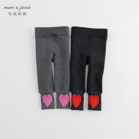 【加绒】马克珍妮冬装新款 女童爱心脚口弹力打底裤 232032