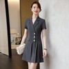 娜璐多 时尚短袖西装连衣裙女OL通勤气质职业裙收腰百褶裙高级感女神范 商品缩略图1