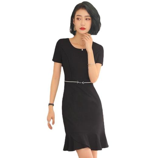 娜璐多 法式短袖连衣裙设计感鱼尾裙2023夏新款设计感显瘦温柔风通勤OL女 商品图4