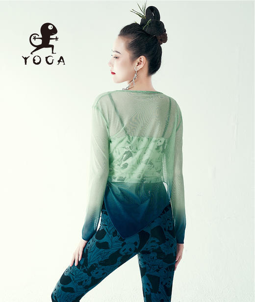 壁虎瑜伽【2309SY244】渐变网纱透气长袖罩衫（无胸垫）【5天发货】 商品图4