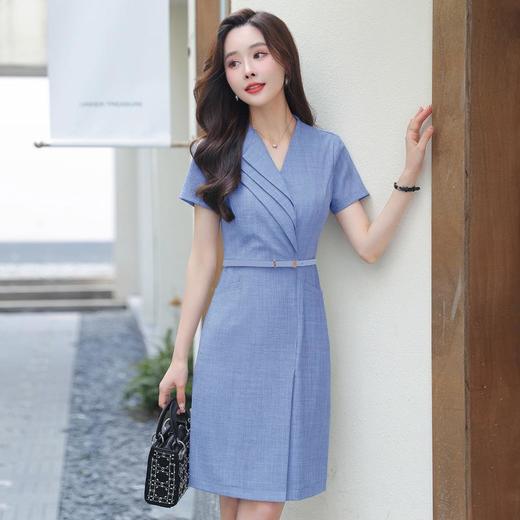 娜璐多 高级感短袖连衣裙薄款2023新款设计感褶皱A字裙收腰包臀裙送腰带 商品图0