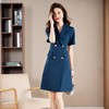 娜璐多 紫色连衣裙女夏薄款高级感短袖通勤OL百搭显瘦职业装双排扣轻熟风 商品缩略图1