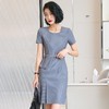 娜璐多 条纹短袖连衣裙薄款2023夏新款设计感通勤OL裙子女收腰显瘦高级感 商品缩略图3