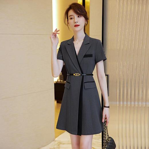娜璐多 拼接撞色短袖西装连衣裙女夏季职业装气质女神OL2023新款裙子轻熟 商品图0