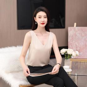 娜璐多 法式气质背心女内搭洋气时髦设计感小众无袖衫2023新款仿醋酸缎面