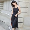 娜璐多 黑色醋酸缎面吊带连衣裙女夏季收腰显瘦气质纯色高腰打底中长裙女 商品缩略图2