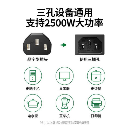【DZ】绿联UGREEN电源线绿联品字尾通 用30566 商品图1