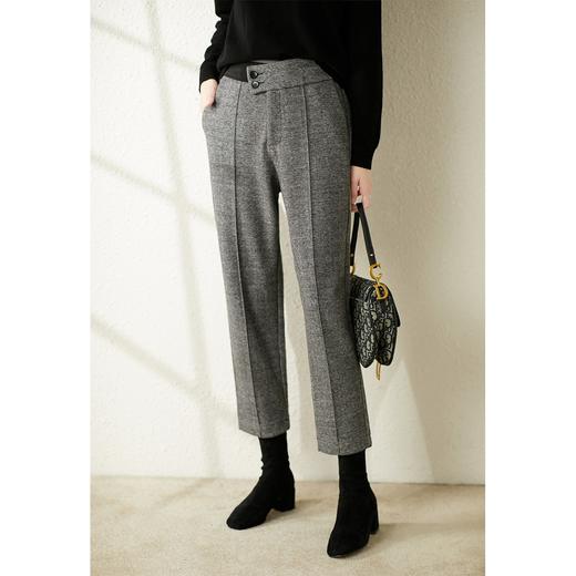 【现货7天】羊毛休闲裤哈伦裤女2023秋季新款韩版宽松显瘦九分裤直筒裤子 商品图3