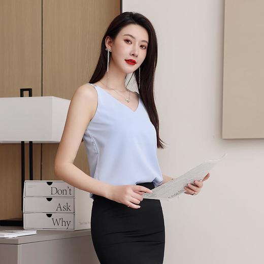 娜璐多 防醋酸缎小吊带背心女2023春夏新款法式气质宽松垂感V领无袖上衣 商品图0